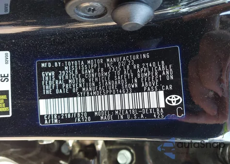 2023 Toyota Corolla Le z USA, uszkodzony, nr VIN 5YFB4MDE5PP014633